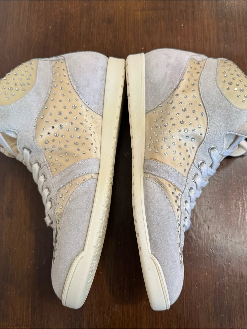 D'ACQUASPARTA Shoes Women  38 EU 7.5 US High Top Sneakers Suede Crystals Italy